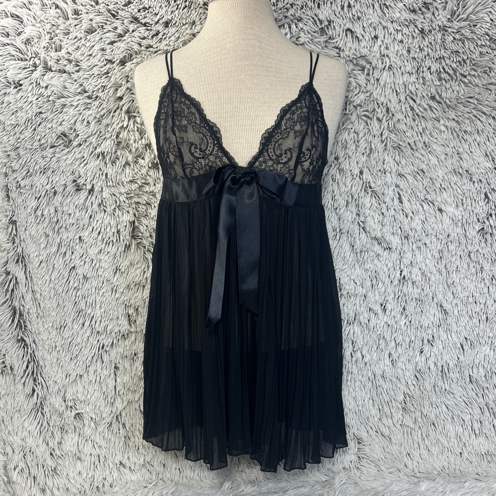Victoria's Secret Black Lace & Chiffon Babydoll Chemise